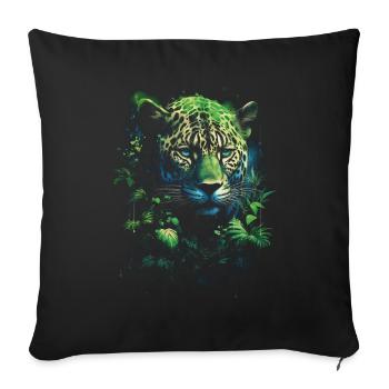 Majestueux Jungle faune sauvage oeuvre - Housse de coussin décorative 45 x 45 cm - noir - Devant