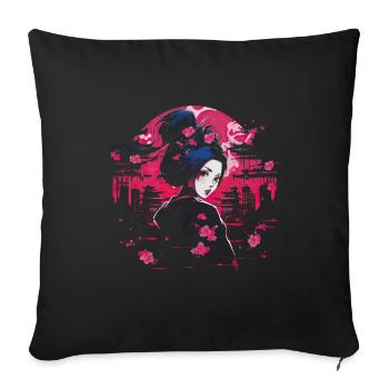 Geisha Manga Japan Samurai Art - Sofa pillowcase 17,3'' x 17,3'' (45 x 45 cm) - black - Front