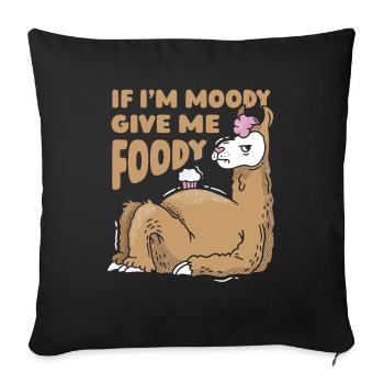 Lama Lama Drôle Si Je Suis De Mauvaise Humeur Donnez-Moi Gourmand - Housse de coussin décorative 45 x 45 cm - noir - Devant