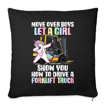 Forklift Driver Girl - Sofa pillowcase 17,3'' x 17,3'' (45 x 45 cm) - black - Front