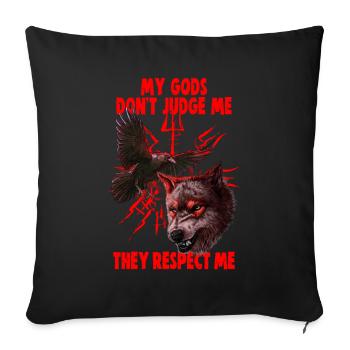 Vegvisir Odin avec Hugin et Munin - Vikings - Housse de coussin décorative 45 x 45 cm - noir - Devant