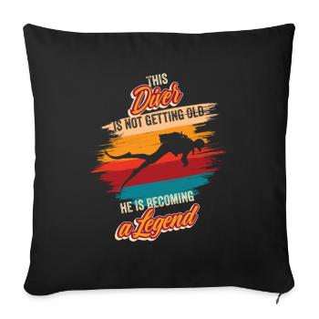 Anniversaire de plongeur instructeur de plongée plongée en apnée - Housse de coussin décorative 45 x 45 cm - noir - Devant