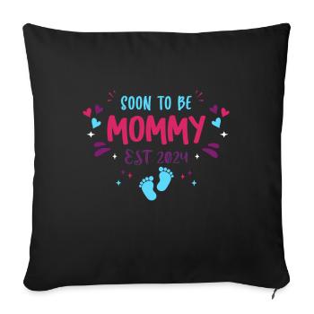 Maman et Maman 2024 Bientôt maman 2024 - Housse de coussin décorative 45 x 45 cm - noir - Devant