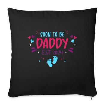 Papa et Papa 2024 Bientôt papa 2024 - Housse de coussin décorative 45 x 45 cm - noir - Devant
