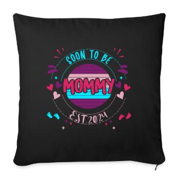 Maman et Maman 2024 Bientôt maman 2024 - Housse de coussin décorative 45 x 45 cm - noir - Devant