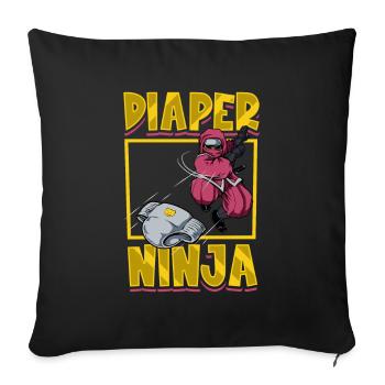 Diaper Ninja - Baby Swaddle - Sofa pillowcase 17,3'' x 17,3'' (45 x 45 cm) - black - Front
