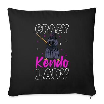 Crazy Kendo Lady - Kendo - Sofa pillowcase 17,3'' x 17,3'' (45 x 45 cm) - black - Front