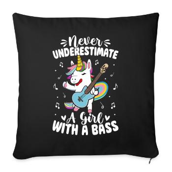 Bass Girl Bassiste - Housse de coussin décorative 45 x 45 cm - noir - Devant