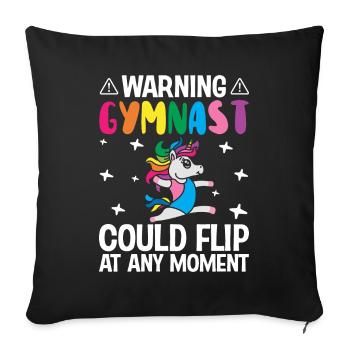 Gymnastique Roue De Charrette Fille - Housse de coussin décorative 45 x 45 cm - noir - Devant