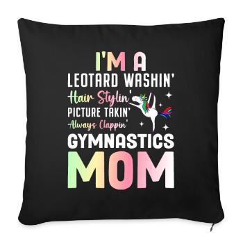 Maman gymnaste - Housse de coussin décorative 45 x 45 cm - noir - Devant