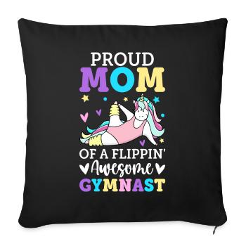 Gymnastique Roue De Charrette Fille - Housse de coussin décorative 45 x 45 cm - noir - Devant