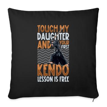 Ne touche pas à ma fille - Kendo - Housse de coussin décorative 45 x 45 cm - noir - Devant