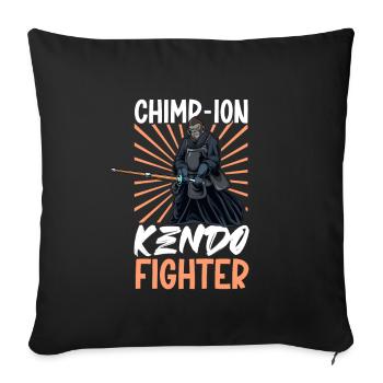 Schimpanse macht Kendo - Sofakissenbezug 45 x 45 cm - Schwarz - Vorne