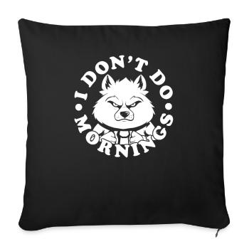 Loup Drôle Je Ne Fais Pas De Matins - Housse de coussin décorative 45 x 45 cm - noir - Devant