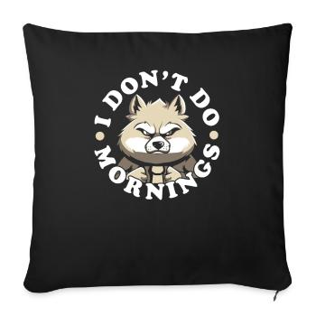 Loup Drôle Je Ne Fais Pas De Matins - Housse de coussin décorative 45 x 45 cm - noir - Devant