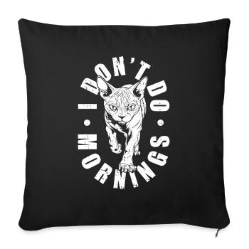 Chat Sphynx Drôle Je ne fais pas les matins - Housse de coussin décorative 45 x 45 cm - noir - Devant