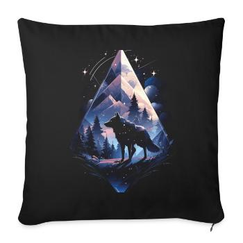 Majestätischer Wolf Wölfe - Sofakissenbezug 45 x 45 cm - Schwarz - Vorne