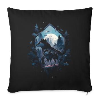 Majestätischer Wolf Wölfe - Sofakissenbezug 45 x 45 cm - Schwarz - Vorne