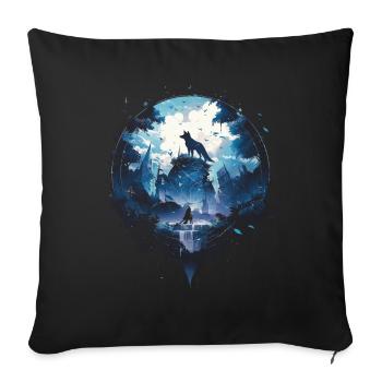 Majestätischer Wolf Wölfe - Sofakissenbezug 45 x 45 cm - Schwarz - Vorne