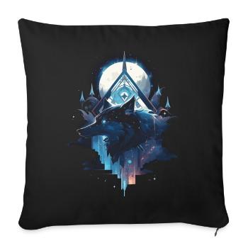 Majestätischer Wolf Wölfe - Sofakissenbezug 45 x 45 cm - Schwarz - Vorne