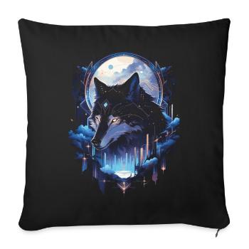 Majestätischer Wolf Wölfe - Sofakissenbezug 45 x 45 cm - Schwarz - Vorne
