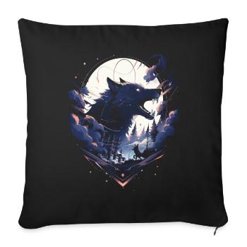 Japanese Wolf Anime Mythical Creature Spirit Shinto - Sofa pillowcase 17,3'' x 17,3'' (45 x 45 cm) - black - Front