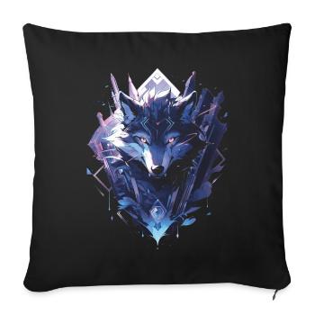 Majestätischer Wolf Wölfe - Sofakissenbezug 45 x 45 cm - Schwarz - Vorne