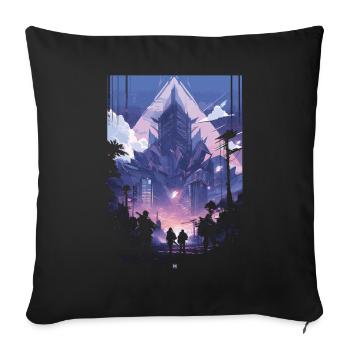 Cyberpunk Manga Kyoto Glitch - Housse de coussin décorative 45 x 45 cm - noir - Devant