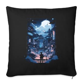 Cyberpunk Manga Kyoto Glitch - Housse de coussin décorative 45 x 45 cm - noir - Devant