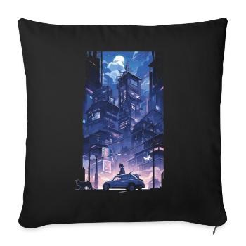 Cyberpunk Manga Kyoto Glitch - Housse de coussin décorative 45 x 45 cm - noir - Devant
