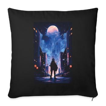 Cyberpunk Manga Kyoto Glitch - Housse de coussin décorative 45 x 45 cm - noir - Devant