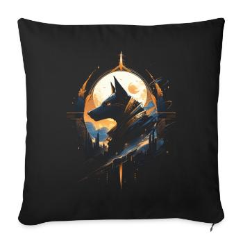 Anubis God Gaming Egyptian - Sofa pillowcase 17,3'' x 17,3'' (45 x 45 cm) - black - Front
