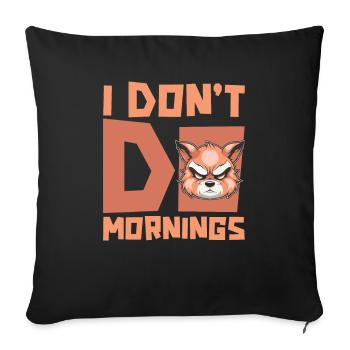 Panda roux Drôle Je ne fais pas de matins - Housse de coussin décorative 45 x 45 cm - noir - Devant