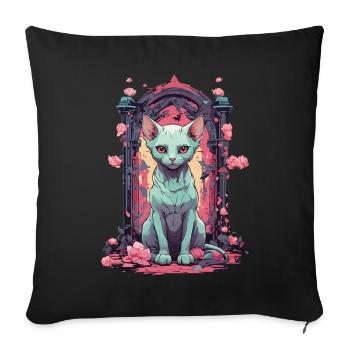 Goth Pastel Sphynx chat mystique et mignon - Housse de coussin décorative 45 x 45 cm - noir - Devant
