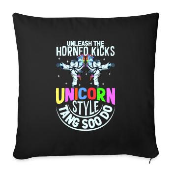 Unicorn - Horned Kicks - Tang so Do - Sofa pillowcase 17,3'' x 17,3'' (45 x 45 cm) - black - Front