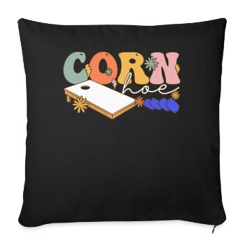 Groovy Femelle Cornhole Player Trou De Maïs - Housse de coussin décorative 45 x 45 cm - noir - Devant