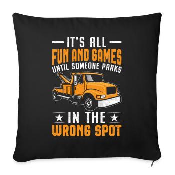 Drôle de conducteur de dépanneuse - Housse de coussin décorative 45 x 45 cm - noir - Devant