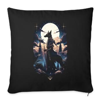 Anubis God Gaming Egyptian - Sofa pillowcase 17,3'' x 17,3'' (45 x 45 cm) - black - Front