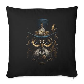 Steampunk Mechanische Eule Viktorianisch Vogel - Sofakissenbezug 45 x 45 cm - Schwarz - Vorne