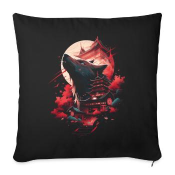 Japanese Wolf Wolves Manga Tokyo Cherry Blossoms - Sofa pillowcase 17,3'' x 17,3'' (45 x 45 cm) - black - Front