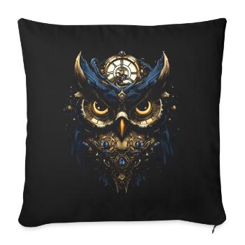 Steampunk Mechanische Eule Viktorianisch Vogel - Sofakissenbezug 45 x 45 cm - Schwarz - Vorne