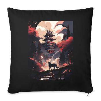 Japanese Wolf Wolves Manga Tokyo Cherry Blossoms - Sofa pillowcase 17,3'' x 17,3'' (45 x 45 cm) - black - Front
