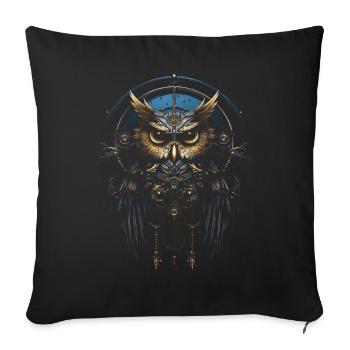 Steampunk Mechanische Eule Viktorianisch Vogel - Sofakissenbezug 45 x 45 cm - Schwarz - Vorne