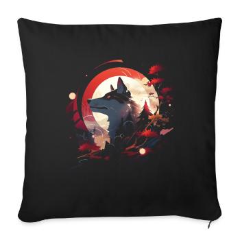 Japanese Wolf Wolves Manga Tokyo Cherry Blossoms - Sofa pillowcase 17,3'' x 17,3'' (45 x 45 cm) - black - Front
