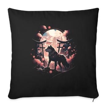 Japanese Wolf Wolves Manga Tokyo Cherry Blossoms - Sofa pillowcase 17,3'' x 17,3'' (45 x 45 cm) - black - Front