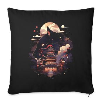 Japanese Wolf Wolves Manga Tokyo Cherry Blossoms - Sofa pillowcase 17,3'' x 17,3'' (45 x 45 cm) - black - Front