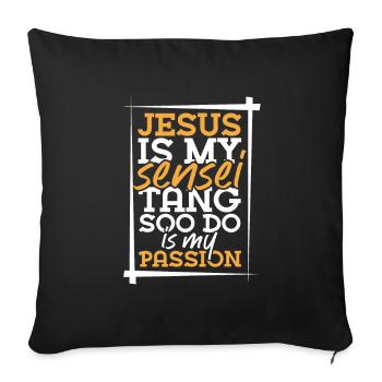 Jesus and Tang So Doo - Sofa pillowcase 17,3'' x 17,3'' (45 x 45 cm) - black - Front