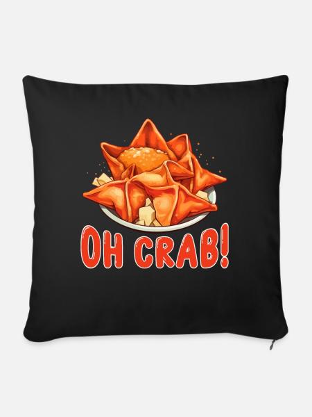 Lustige Krabben-Rangoon Chinesisches Essen - Sofakissenbezug 45 x 45 cm - Schwarz