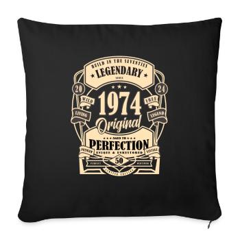 50e anniversaire, cadeau, légende, Original, 1974 - Housse de coussin décorative 45 x 45 cm - noir - Devant