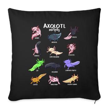 Verschiedene Kawaii Axolotltypen - Sofakissenbezug 45 x 45 cm - Schwarz - Vorne